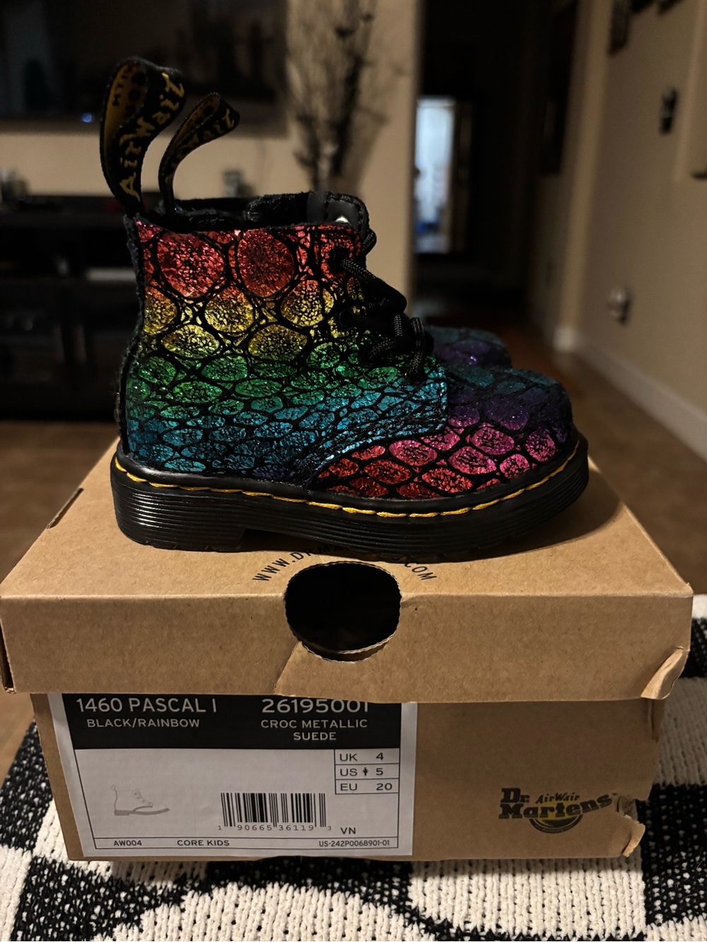 Dr martens 1460 pascal rainbow croc metallic suede boots 5